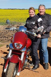 Dean and Sharon before their accident, enjoying their love for motorbike riding. 