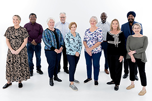 A group of 16 Fiona Stanley Fremantle Hospital Group Consumer Advisory Council members stand together