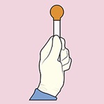 Illustration of a hand holding a skin prep applicator