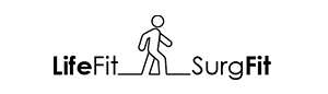 Text reads LifeFit-Surge Fit. There is a line drawing of a person walking