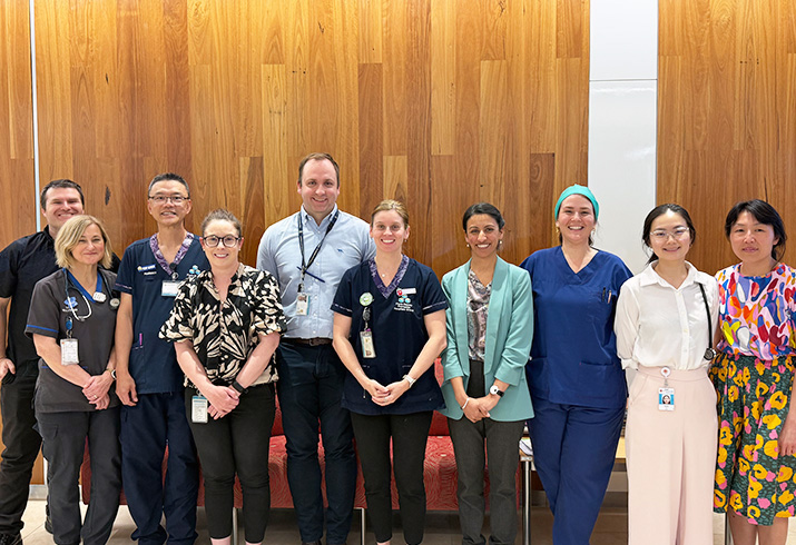 Ten members of the Fiona Stanley Fremantle Hospitals Group Anticoagulation Stewardship Program stand together